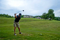 Playing golf at Steele Hill