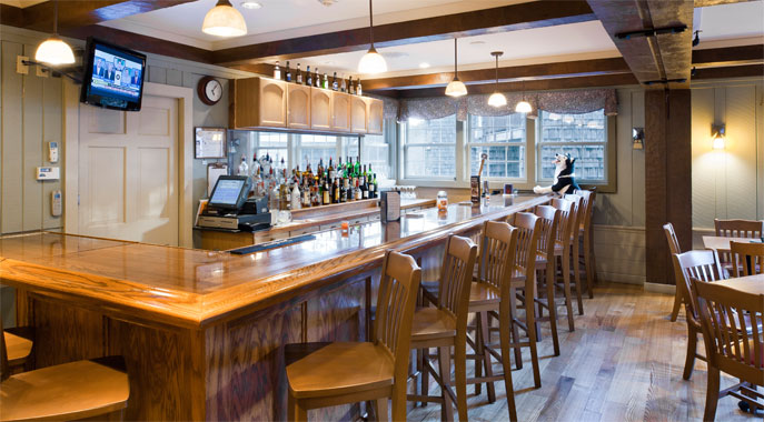 The main bar in Tova's Tavern
