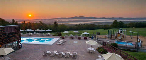 Views off the front deck of the main inn at Steele Hill